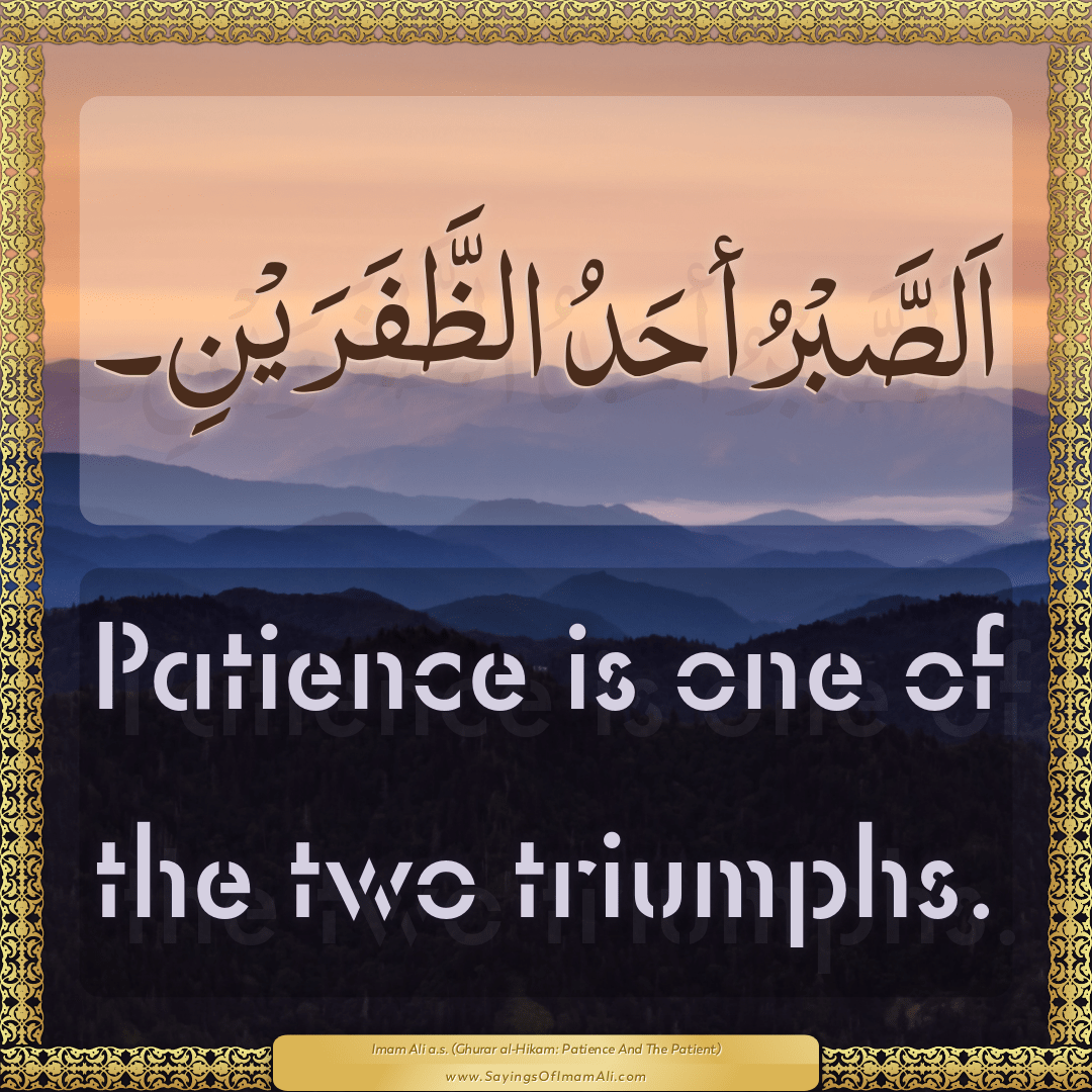 Patience is one of the two triumphs.